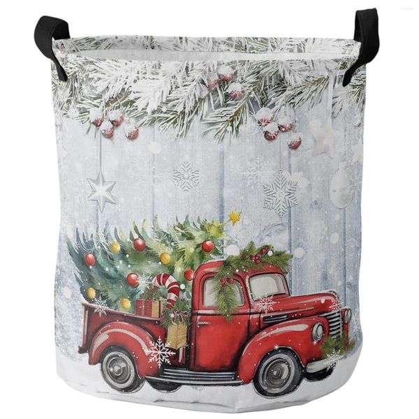 Sac à linge feu feuille de feu Berry Christmas Tamion en bois Sale panier sale pliable Organisateur Organisateur