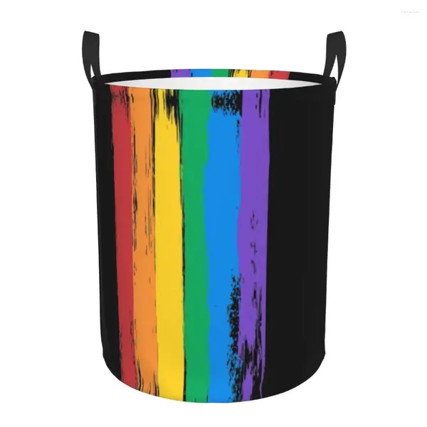 Bolsas de lavandería Bandera LGBT Cesta plegable Orgullo Gay Lesbianas Ropa Cesto para guardería Niños Juguetes Contenedor de almacenamiento