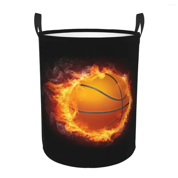 Bolsas de lavandería Cesta de baloncesto en llamas Almacenamiento de ropa grande Bin Sports Baby Hamper