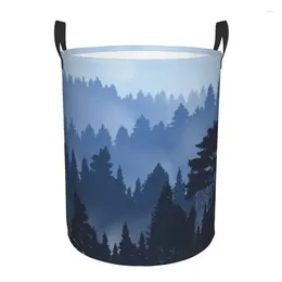 Sacs à linge panier pliable pour vêtements sales forêt brouillard arbres pin panier de rangement enfants bébé organisateur de maison