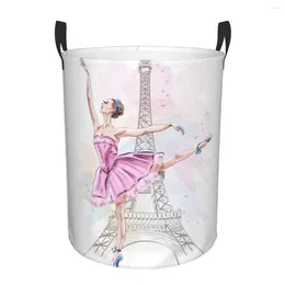 Sacs à linge panier pliable pour vêtements sales ballerine dansant sur la tour Eiffel panier de rangement enfants bébé organisateur de maison