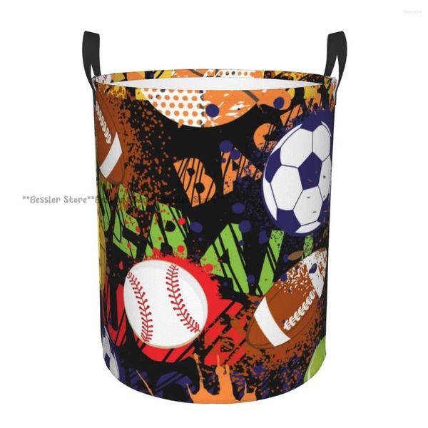 Sacs à linge Panier pliable pour vêtements sales Balles de sport Baseball Basketball Football Football Panier de rangement pour enfants Organisateur à domicile