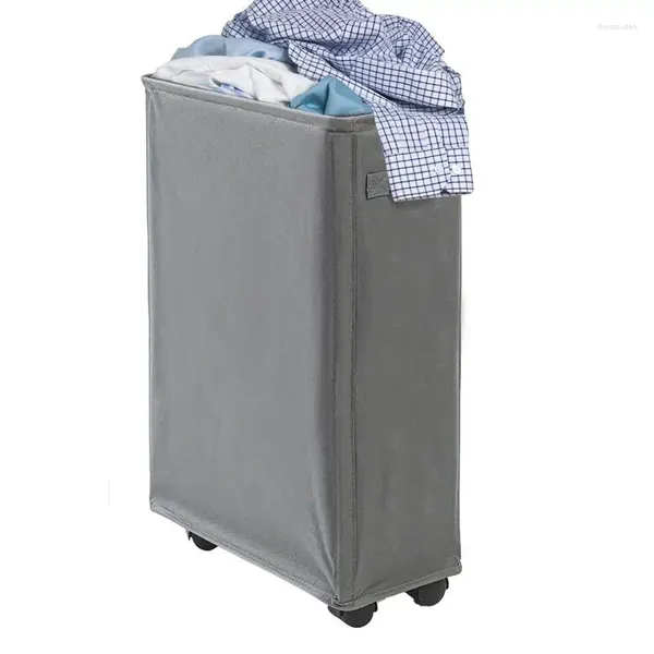 Sacs à linge panier pliable sur roues pliant panier mince grand lavage 42L vêtements hauts autoportants avec poignée saleté