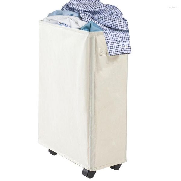 Bolsas de lavandería Cesta plegable con ruedas Cesto plegable grande para lavado Cesto delgado 42L Contenedor de almacenamiento de ropa sucia Independiente Alto