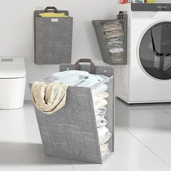 Bolsas de lavandería Cesta plegable Cestas de colgantes Cestas de ahorro de espacio con tapa Toy de ropa sucia Organizador de baño de almacenamiento