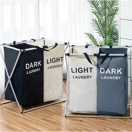 Bolsas de lavandería Cesta de almacenamiento de ropa sucia plegable Organizador de 3 rejillas Cesto grande plegable Hogar impermeable