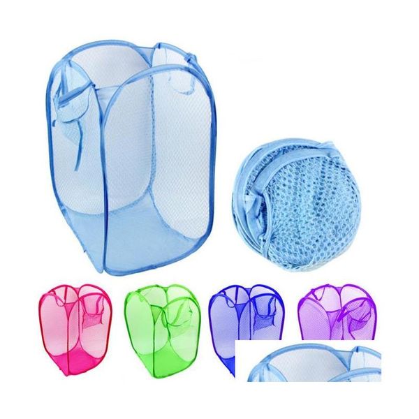 Bolsas de lavandería Cesta de malla plegable Suministros de almacenamiento de ropa Bolsa de cesto de lavado emergente Sn2958 Entrega directa Hogar Jardín Housekee O Dhwsu