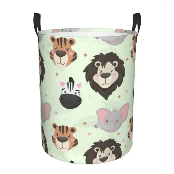 Sacs à linge panier pliant mignon animal sauvage africain safari vêtements sales jouets seau de rangement garde-robe vêtements organisateur panier