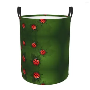 Bolsas de lavandería Cesta plegable Mariquitas naturales Contenedor de almacenamiento redondo Cesto grande Ropa plegable Cubo de juguete Organizador