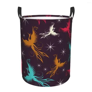 Waszakken Opvouwbare mand Phoenix Vogels Figuurpatroon Ronde opbergbak Grote mand Opvouwbare kleding Speelgoedemmer Organizer