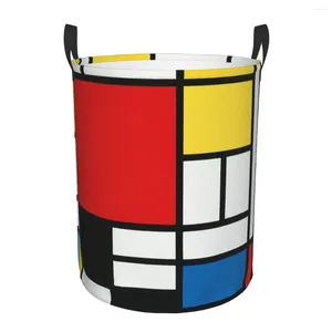 Waszakken vouwmand Piet Mondrian ronde opslag bin grote hamper opvouwbare kleding speelgoed emmer organisator