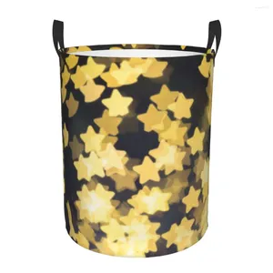 Waszakken Opvouwbare mand Ster Bokeh Op Kerstmis Licht Ronde Opbergbak Grote mand Opvouwbare kledingemmer Organizer