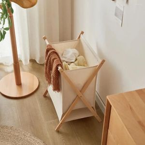 Sacs à linge Polding Wood Hamper Sartter Catter Panier à vêtements pliables Rangement avec un sac de tissu de doublure amovible X Cadre