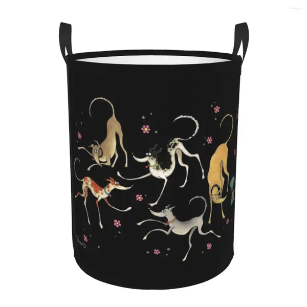 Sacs à linge Jardin Party Migne Greyhounds Lurcher Hamper Grand panier de rangement Whippet Sighthound Dog Girls Boys Toy Organisateur