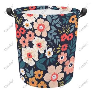 Sacs à linge Gound Botanical Flowers Basket pliable panier Dirty Clothes Storage Organizer Bucket Homehold