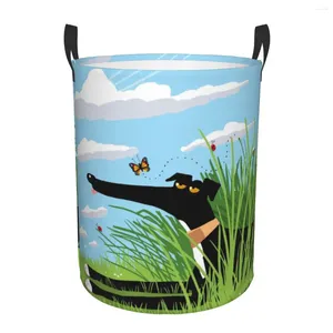 Waszakken Greyhound Whippet Dog Basket opvouwbare cartoon Sighthound Patroon speelgoedkleding Mand opslag Bin voor kinderdagverblijf