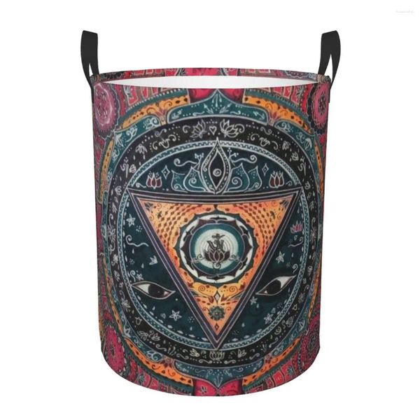 Sac à linge India Mandala Zen Bouddha Hamper grand panier de rangement pour enfants Organisateur de jouets de pépinière