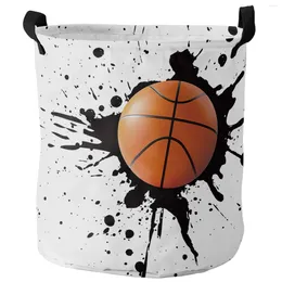 Sacs à linge Ink Splash Basketball Sport Dirk Basket Poldable Imageproof Home Organizer Clothing Children Toy Rangement
