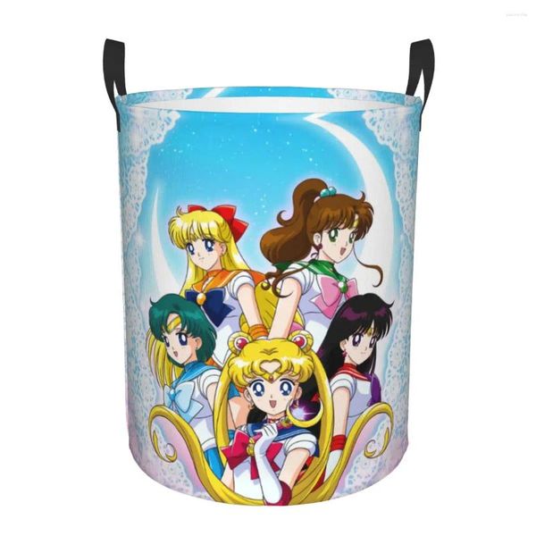 Bolsas de lavandería Anime Shojo Sailors Basket Plegable Cartoon Monel