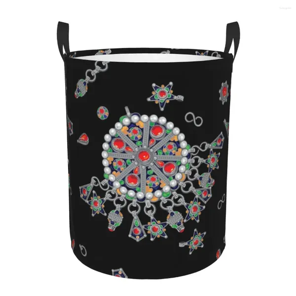 Sac à linge Kabyle Jewelry Panier pliable Amazigh Africa Afrique de style ethnique Toy Hamper Storage Bin For Kids Nursery