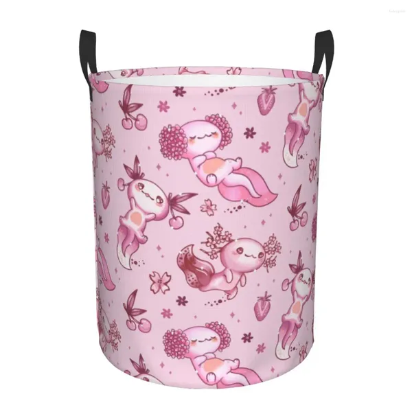 Sac à linge Kawaii Axolotl Patchette Panier pliable Salamandre Animal Clothes Toy Hamper Storage Bin For Kids Nursery