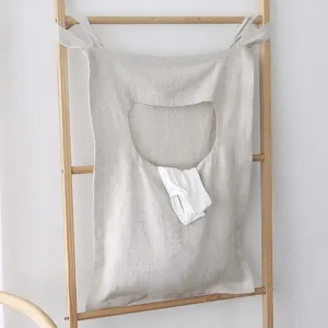 Waszakken linnen katoenen hangende mand - ruimtebesparende tas voor vuile kledingcollectie in slaapzalen badkamers en slaapkamers (M30869)