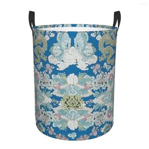 Sacs à linge Magic Mountain Dragon - Panier en tissu bleu pliable Tradition mythologie asiatique panier pour pépinière enfants jouets bac de rangement