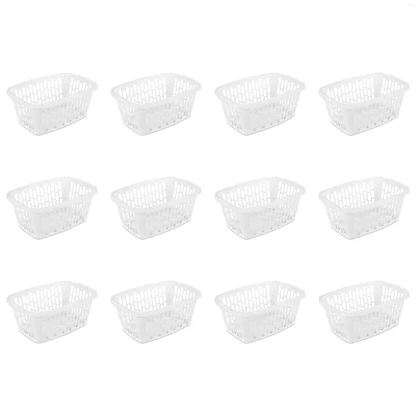 Bolsas para la colada Mainstays, cesta de plástico rectangular de 1,5 bushel, color blanco, juego de 12