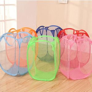 Sacs à linge Mesh Up Square Basket Storage Toy Organizer Sac Paniers à vêtements pliables pour Dort