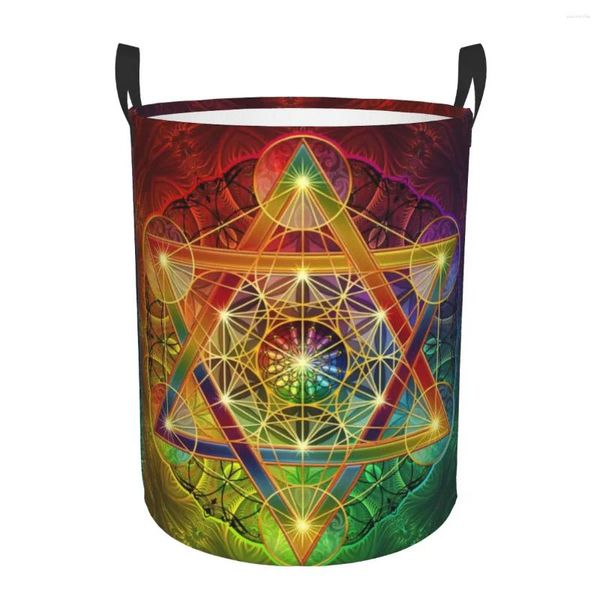 Bolsas de lavandería Metatron's Cube con Merkabah y Flower of Life Geometry Geometry Ropa de juguete Bin de almacenamiento para niños para niños Niños