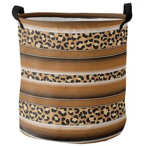 Sac à linge Mexico rayures léopard cutané animal pliable panier jouet rangement étanche de chambre imperméable Organisateur de vêtements sales