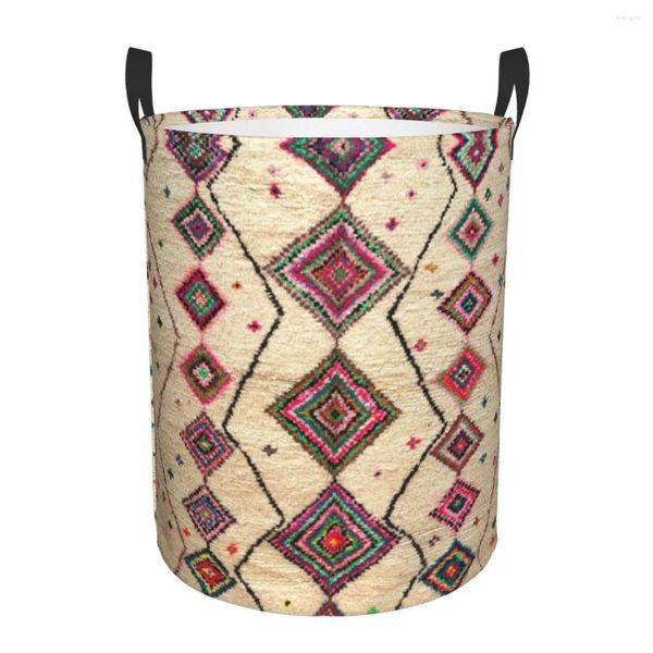 Bolsas de lavandería Alfombra bereber marroquí Cesta de estilo boho Cesta de ropa geométrica bohemia antigua plegable para bebés Juguetes para niños Bolsa de almacenamiento