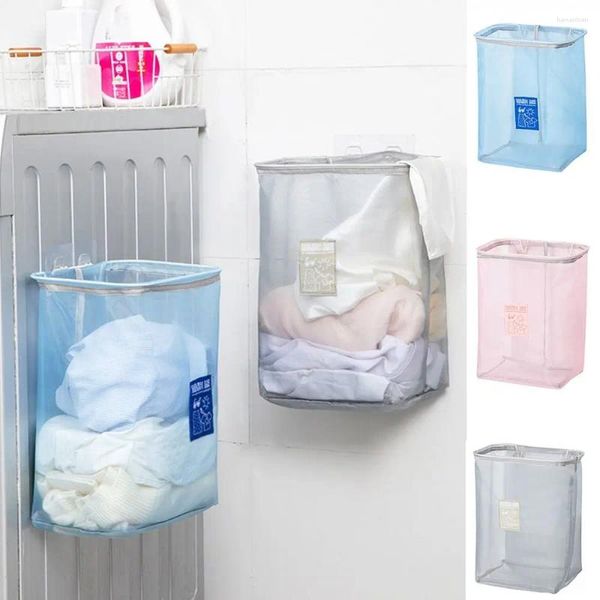 Sacs à linge en nylon maille sac fourre-tout simple grande capacité pliable vêtements panier de rangement mural pliable panier jouet