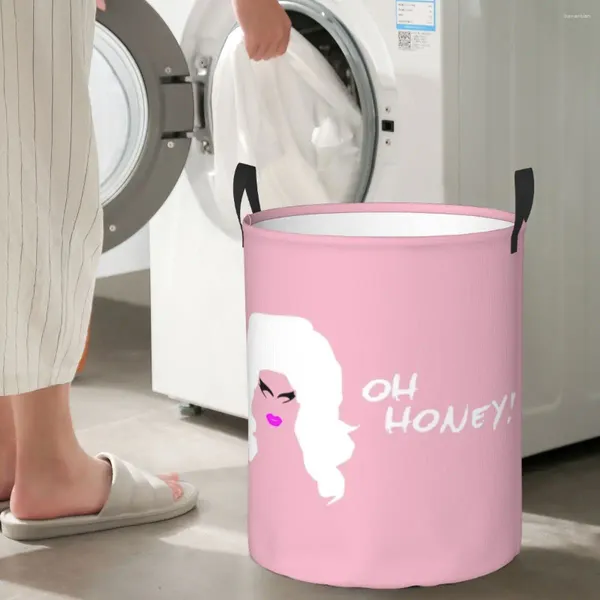 Sacs à linge OH MIEL !Trixie Mattel Panier De Rangement Circulaire Avec Deux Poignées Jouets De Salle De Bain