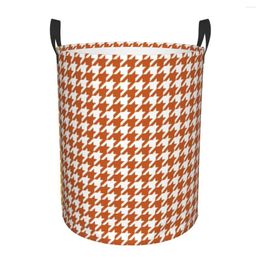 Waszakken Oranje Houndstooth Basket Inklapbare geometrische puppy Tandkleding Mand voor Baby Kids Toys Storage Bin