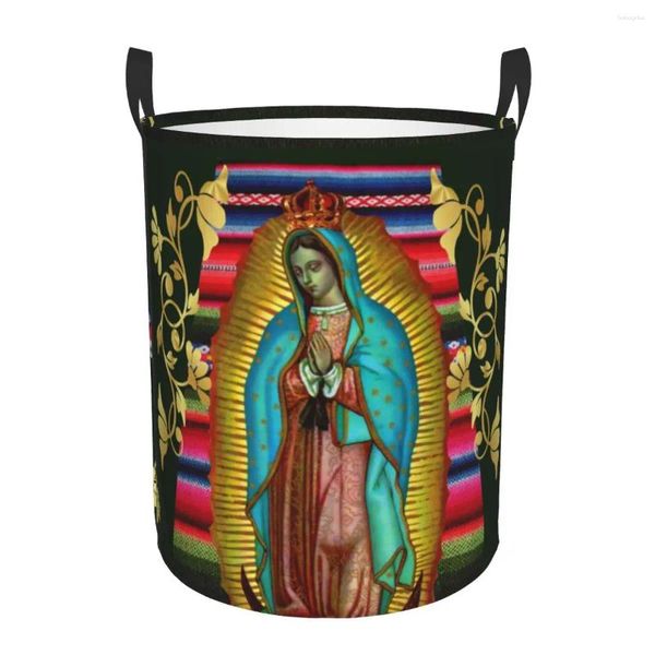 Sac à linge Notre-Dame de Guadalupe Vierge Marie Hamper Grand panier de rangement Jésus Mexique Christian Girls Boys Organisateur