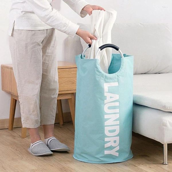 Bolsas de lavandería Cesta de tela Oxford con manejo de la organización doméstica para el libro de la escuela Muñecas de juguetes Organizar suministros