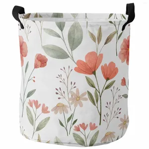 Waszakken Pastorale Planten Bloemen Aquarel Opvouwbare Mand Kind Speelgoed Opslag Waterdichte Kamer Vuile Kleding Organizer