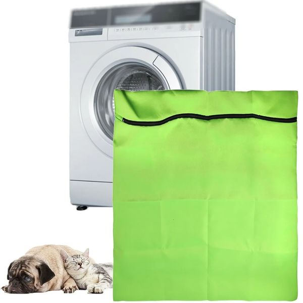Sacs à linge Sac à linge pour animaux de compagnie vert Polyester grand sac de toilette domestique filtre à cheveux Machine à laver sac de lavage chien chat cheval 231109