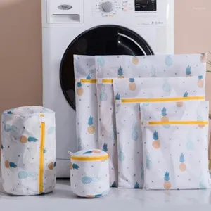 Bolsas de lavandería Impresión de piña Bolsa con cremallera Neta de lavado de poliéster para ropa de calcetín para calcetines Buque de ropa