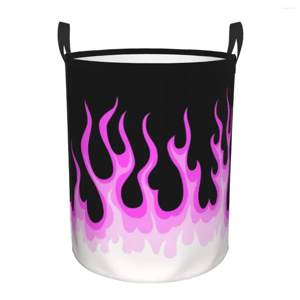 Sacs à linge Rose Fire Racing Flames Panier pliable Grand bac de rangement pour vêtements Panier pour bébé