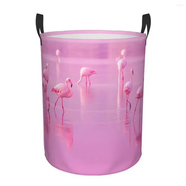 Bolsas de lavandería Pink Flamingos Castas sucias Derro impermeable Organizador para el hogar Ropa para niños Almacenamiento de juguetes