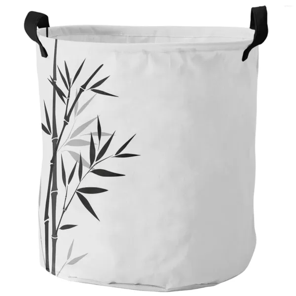 Bolsas de lavandería planta Black White Bamboo Estilo chino Canasta sucia Organizador Casa Plegable Ropa para niños Almacenamiento de juguetes