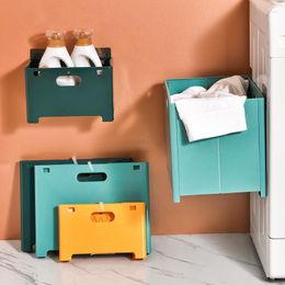 Bolsas de lavandería de plástico para colgar en la pared cesta sucia plegable cestas de organización de almacenamiento de desorden multifuncional para el baño del hogar