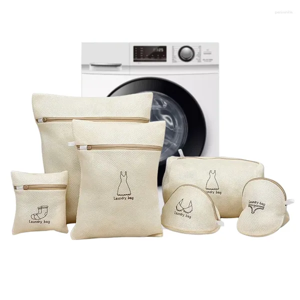 Sacs à linge Polyester beige lingerie vêtements de lavage de soutien-gorge sac machine sac en maille / set lavage sale pour 6