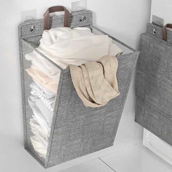 Sac à linge Punch Punkable Free Pliable Panier Mur suspendu en coton Lavage de lavage Organisateur de l'organisateur Sactif avec sacs de poignées