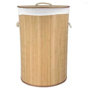 Sac à linge rond Roundable Bamboo Hamper Dirk Panier pour les produits naturels tissés de pièce