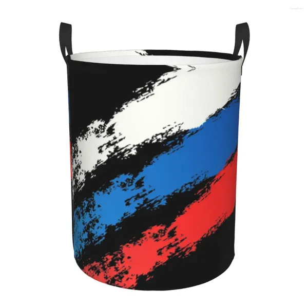 Sacs à linge Drapeau de la Russie Panier de fierté russe Pliable Jouet Vêtements Panier Panier De Rangement Pour Enfants Pépinière