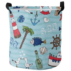 Sacs à linge Lighthouse Seagull pliable panier gamin Toy Storage étanche Room Dirty Clothing Organizer