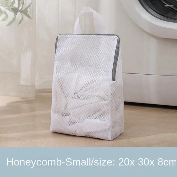 Sacs à linge Ensemble de 4 sac en maimbe en nid d'abeille grande ouverture à manche zippée lavage de lingerie en polyester
